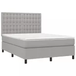 sötétszürke szövet rugós és LED-es ágy matraccal 140x190 cm