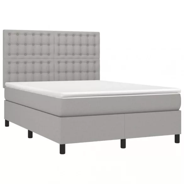 sötétszürke szövet rugós és LED-es ágy matraccal 140x190 cm