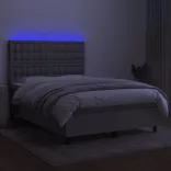 sötétszürke szövet rugós és LED-es ágy matraccal 140x190 cm