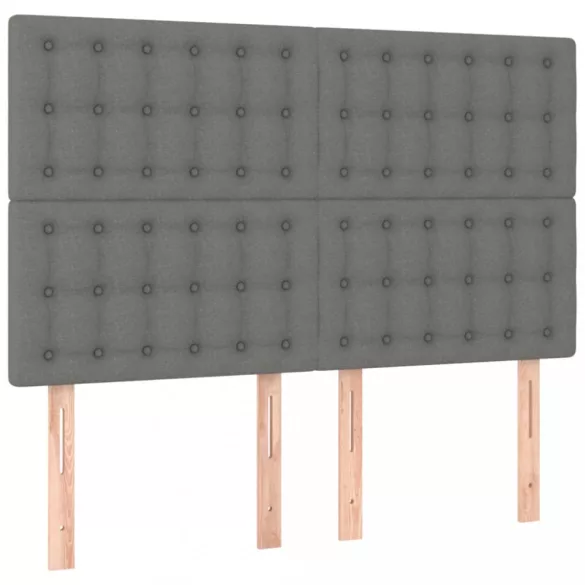 sötétszürke szövet rugós és LED-es ágy matraccal 140x190 cm