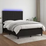 fekete szövet rugós és LED-es ágy matraccal 140x190 cm