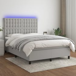   világosszürke szövet rugós és LED-es ágy matraccal 140x200 cm