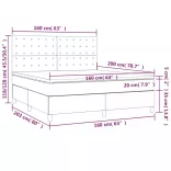 sötétszürke szövet rugós és LED-es ágy matraccal 160x200 cm