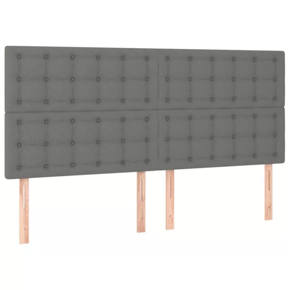sötétszürke szövet rugós és LED-es ágy matraccal 180 x 200 cm