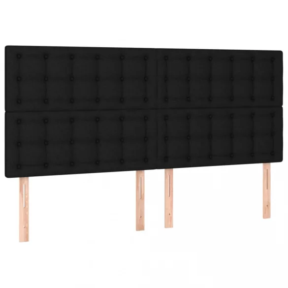 fekete szövet rugós és LED-es ágy matraccal 180 x 200 cm