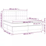 sötétszürke szövet rugós és LED-es ágy matraccal 200x200 cm