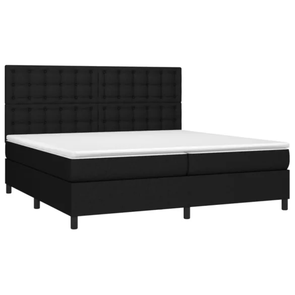 fekete szövet rugós és LED-es ágy matraccal 200x200 cm