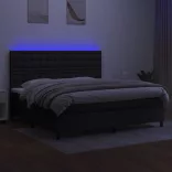 fekete szövet rugós és LED-es ágy matraccal 200x200 cm