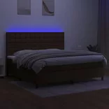 barna szövet rugós és LED-es ágy matraccal 200x200 cm