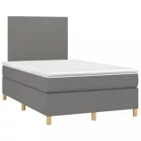 sötétszürke szövet rugós és LED-es ágy matraccal 120 x 200 cm
