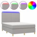 sötétszürke szövet rugós és LED-es ágy matraccal 140x190 cm