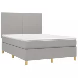 sötétszürke szövet rugós és LED-es ágy matraccal 140x190 cm