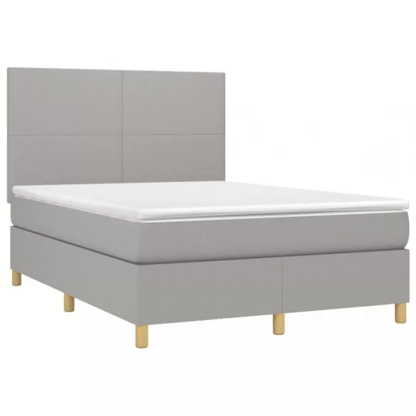 sötétszürke szövet rugós és LED-es ágy matraccal 140x190 cm