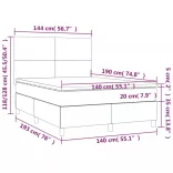 sötétszürke szövet rugós és LED-es ágy matraccal 140x190 cm