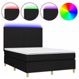 fekete szövet rugós és LED-es ágy matraccal 140x190 cm