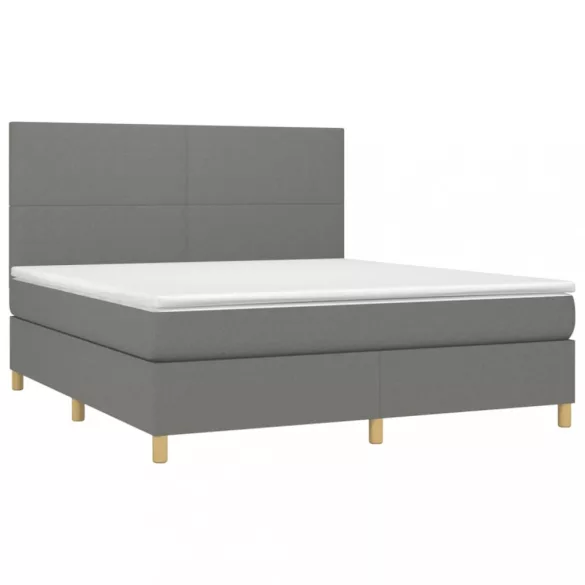 sötétszürke szövet rugós és LED-es ágy matraccal 160x200 cm