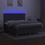 sötétszürke szövet rugós és LED-es ágy matraccal 160x200 cm