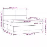 tópszínű szövet rugós és LED-es ágy matraccal 160x200 cm