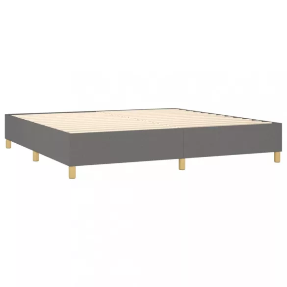 sötétszürke szövet rugós és LED-es ágy matraccal 200x200 cm