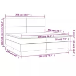 sötétszürke szövet rugós és LED-es ágy matraccal 200x200 cm