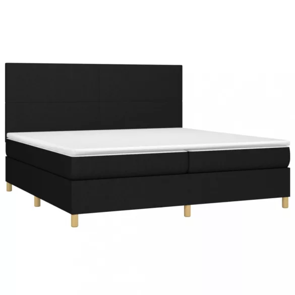fekete szövet rugós és LED-es ágy matraccal 200x200 cm