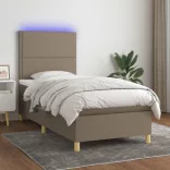 tópszínű szövet rugós és LED-es ágy matraccal 90x190 cm