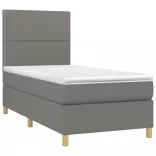 sötétszürke szövet rugós és LED-es ágy matraccal 90x200 cm
