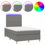 sötétszürke szövet rugós és LED-es ágy matraccal 120 x 200 cm
