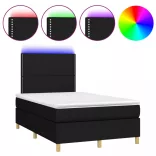 fekete szövet rugós és LED-es ágy matraccal 120 x 200 cm