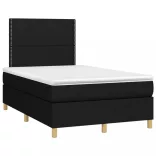 fekete szövet rugós és LED-es ágy matraccal 120 x 200 cm