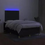 fekete szövet rugós és LED-es ágy matraccal 120 x 200 cm