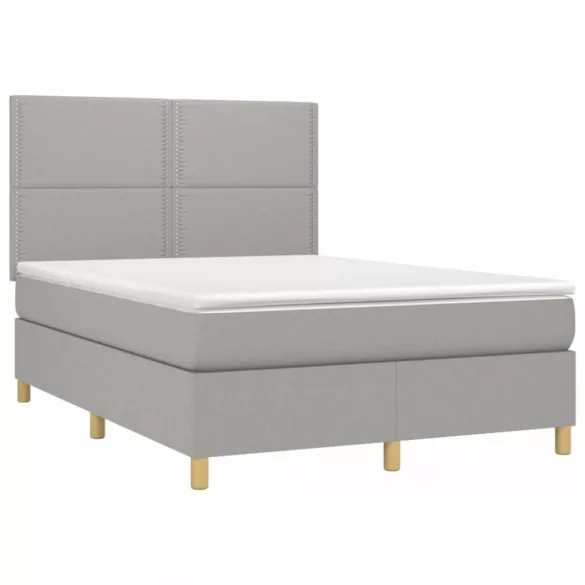 sötétszürke szövet rugós és LED-es ágy matraccal 140x190 cm