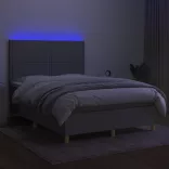 sötétszürke szövet rugós és LED-es ágy matraccal 140x190 cm