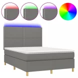 sötétszürke szövet rugós és LED-es ágy matraccal 140x190 cm