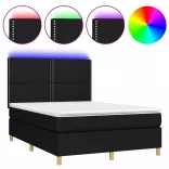 fekete szövet rugós és LED-es ágy matraccal 140x190 cm