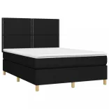 fekete szövet rugós és LED-es ágy matraccal 140x190 cm