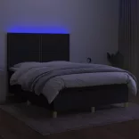 fekete szövet rugós és LED-es ágy matraccal 140x190 cm