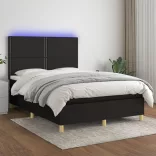fekete szövet rugós és LED-es ágy matraccal 140x200 cm