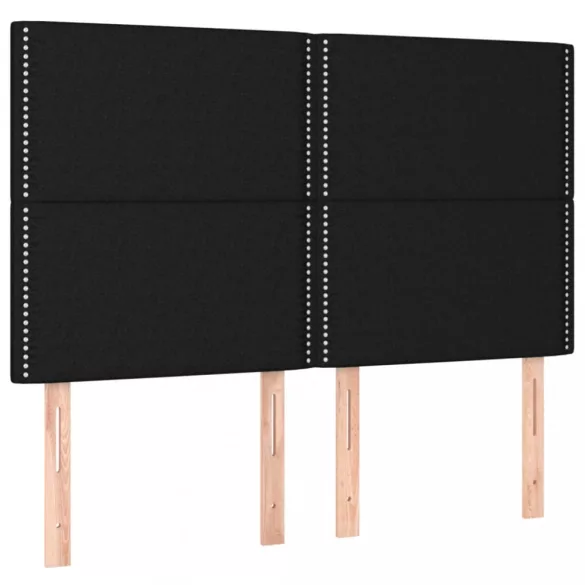 fekete szövet rugós és LED-es ágy matraccal 140x200 cm