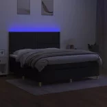 fekete szövet rugós és LED-es ágy matraccal 160x200 cm