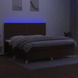 barna szövet rugós és LED-es ágy matraccal 200x200 cm