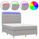 sötétszürke szövet rugós és LED-es ágy matraccal 140x190 cm