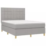 sötétszürke szövet rugós és LED-es ágy matraccal 140x190 cm