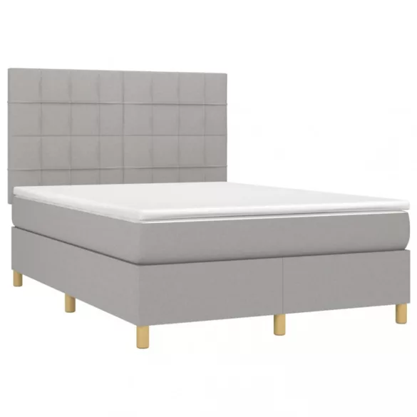 sötétszürke szövet rugós és LED-es ágy matraccal 140x190 cm