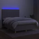 sötétszürke szövet rugós és LED-es ágy matraccal 140x190 cm