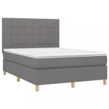 sötétszürke szövet rugós és LED-es ágy matraccal 140x190 cm