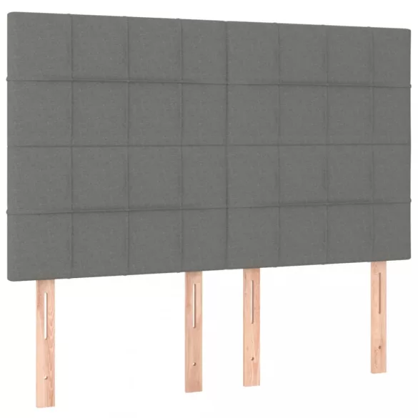 sötétszürke szövet rugós és LED-es ágy matraccal 140x190 cm