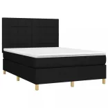 fekete szövet rugós és LED-es ágy matraccal 140x190 cm