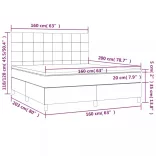 sötétszürke szövet rugós és LED-es ágy matraccal 160x200 cm