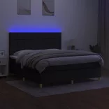 fekete szövet rugós és LED-es ágy matraccal 160x200 cm